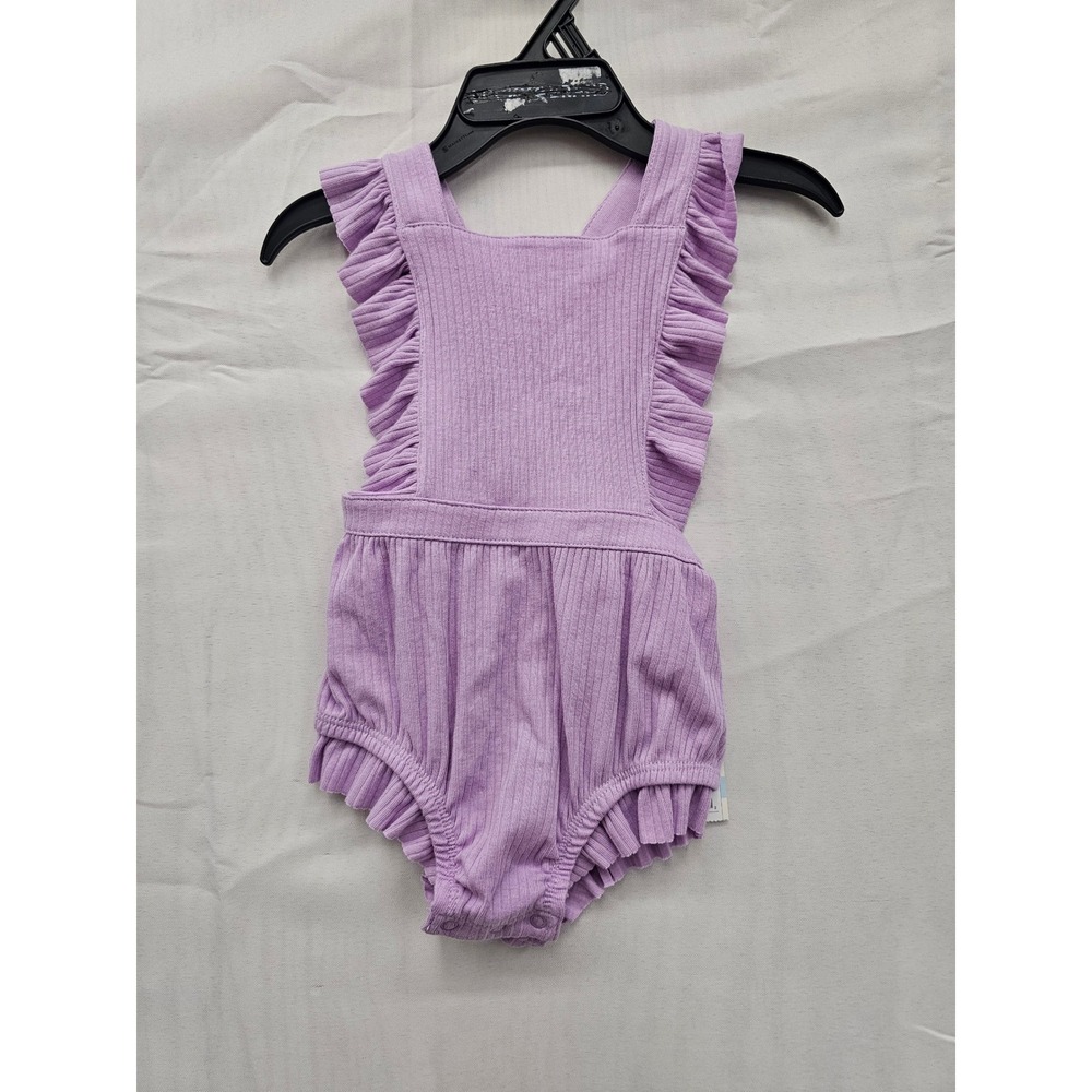 Cat & Jack Baby Girls Purple Ribbed Ruffle Romper 6-9M 206 09 7032